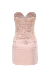 Azari Off Shoulder Fake Two Piece Mini Dress In Slight Pink